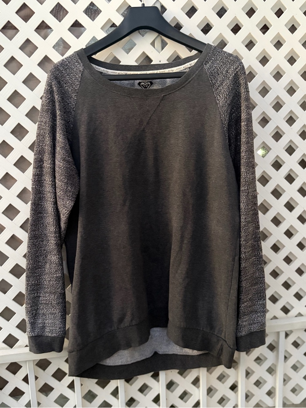 Women’s Roxy Heathered Sleeve Crewneck Sweater - Black